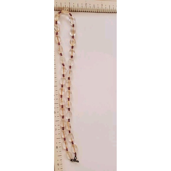 Vintage Citrine and Garnet Beaded Necklace 18" - Picture 4 of 5